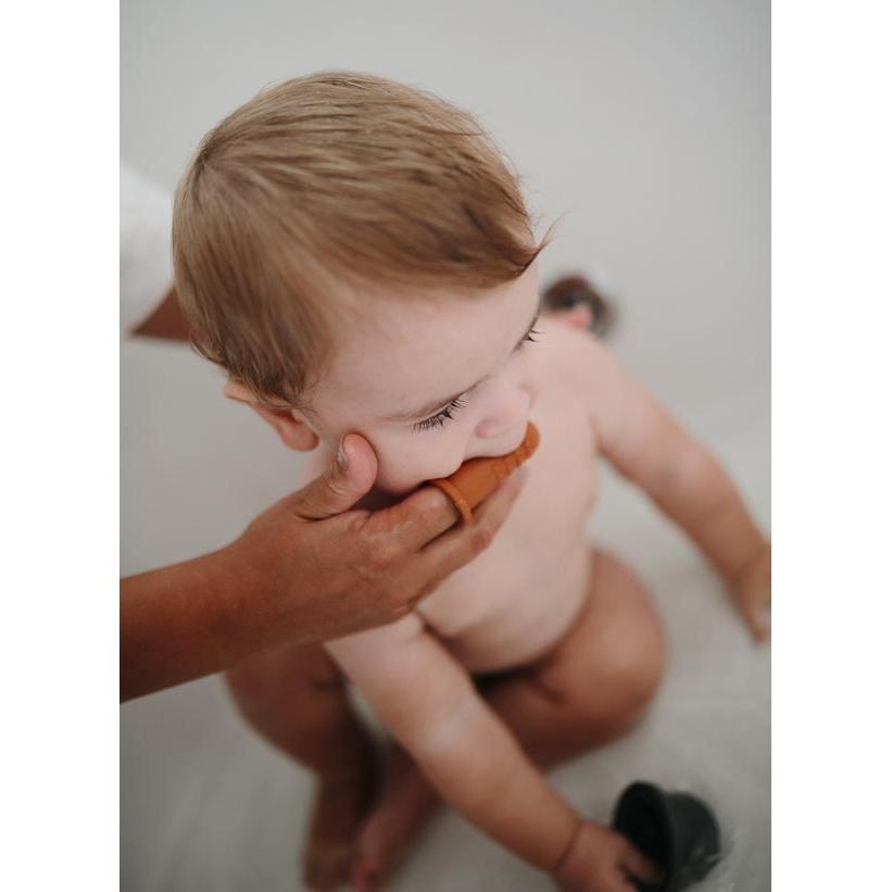 Mushie - Finger Toothbrush (Tradewinds/Stone)