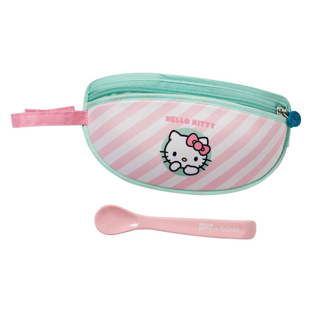 B.BOX - HELLO KITTY TRAVEL BIB & SPOON (CANDY FLOSS)