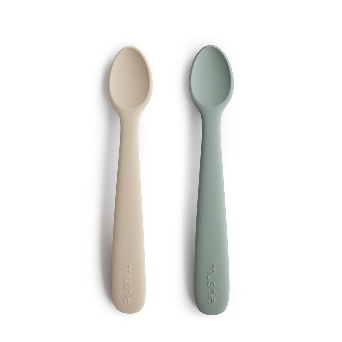 Mushie - Silicone Baby Feeding Spoons (Cambridge Blue/Shifting Sand) 2 Pack