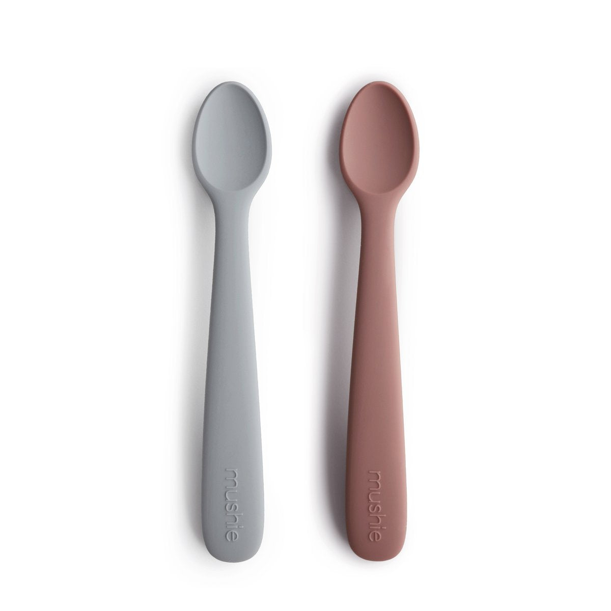 Mushie - Silicone Baby Feeding Spoons (Stone/Cloudy Mauve) 2 Pack