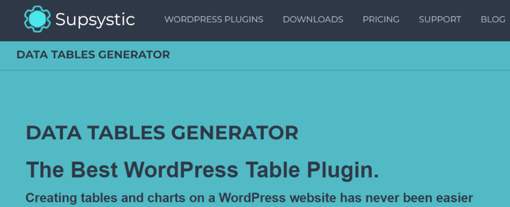 Data Tables Generator by Supsystic homepage