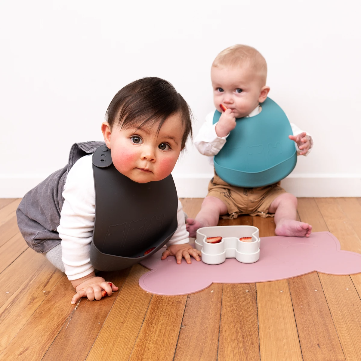 WE MIGHT BE TINY - CATCHIE BIBS - BLUE DUSK & CHARCOAL (2 PACK)