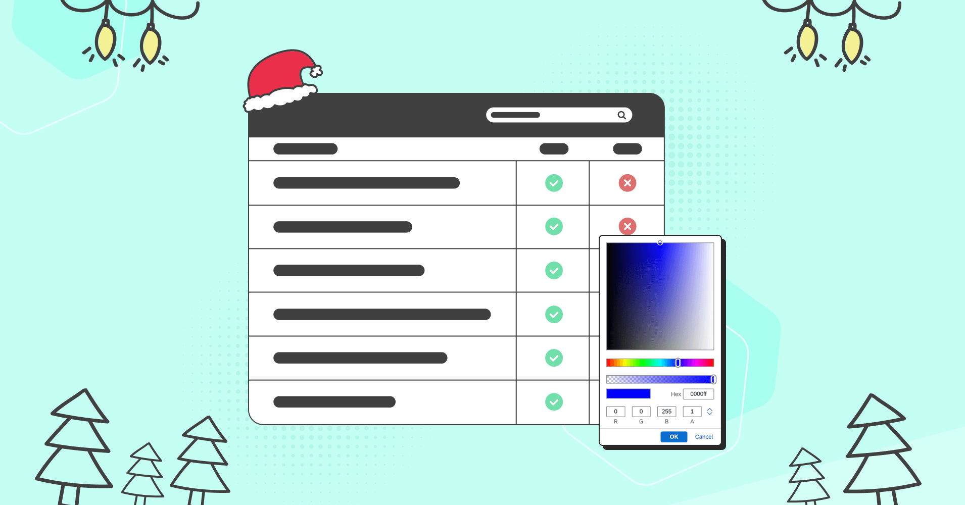 design data tables for Christmas