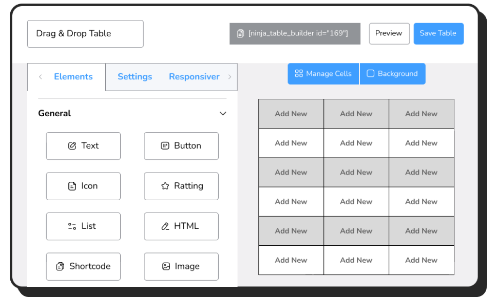 simple drag and drop table