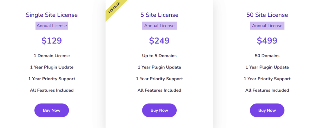 FluentCRM pricing table