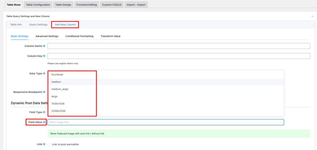 field value in featured image