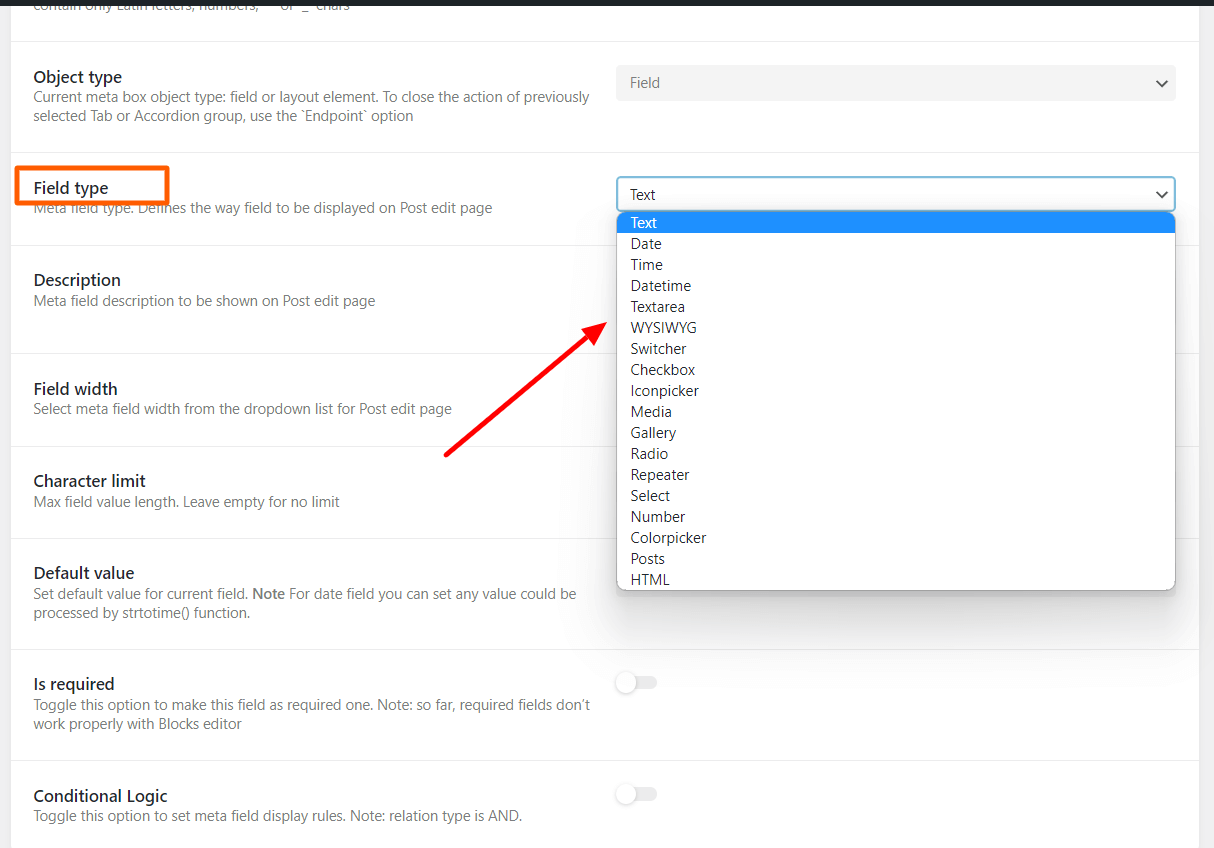 available Field types jetengine