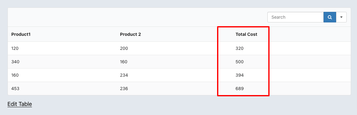 sum total of 2 columns